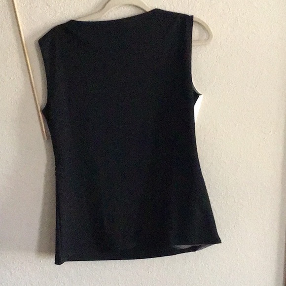 Black sleeveless stretch knit color block top, Large - Picture 4 of 4